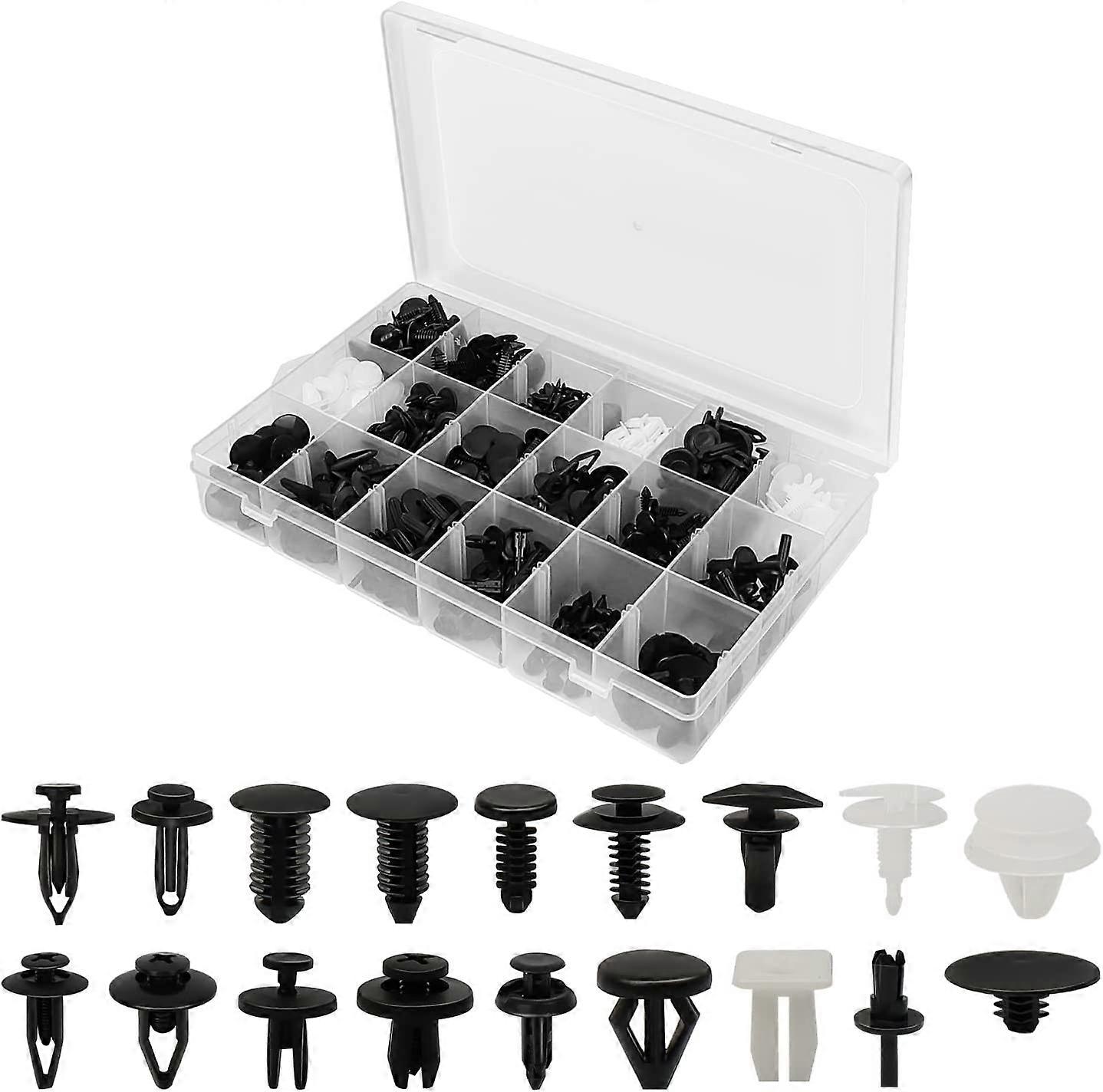 T&M TECHNICS ® Complete Box van Kunststof Bevestigingen voor Auto's - Set 457 Universele Klinknagels, Klemmen en Bevestigingsmiddelen – Veelzijdig - Carrosserie en Voertuigbevestigingen in Opbergdoos