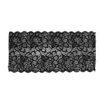Spitzenband 23cm breit Nylon Hohe Elastizität Weich Weit verbreitet Bekleidung Accessoires für Schuhe Hüte NähenSchwarz YEMAA