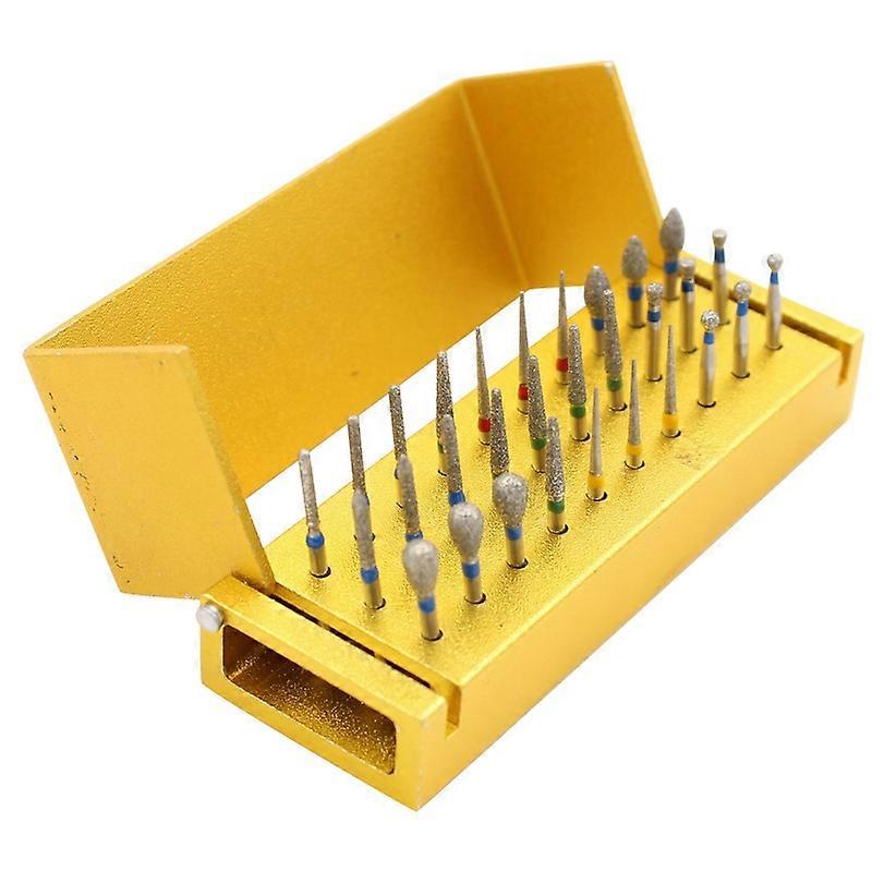 Dental Diamond Burs Drill 30Pc + Disinfection Block High Speed