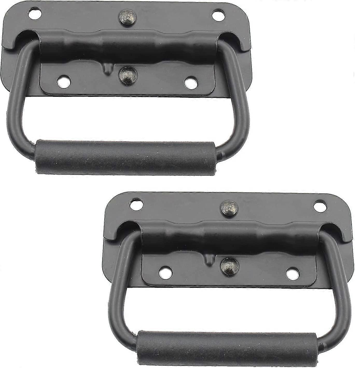 2 Pack Spring Loaded Pull Handles, Surface Mount Chest Handle With Rubber Grip, Handmade Chest Trunk Lifter Handle Pull, Heavy Duty Hardware For Chest