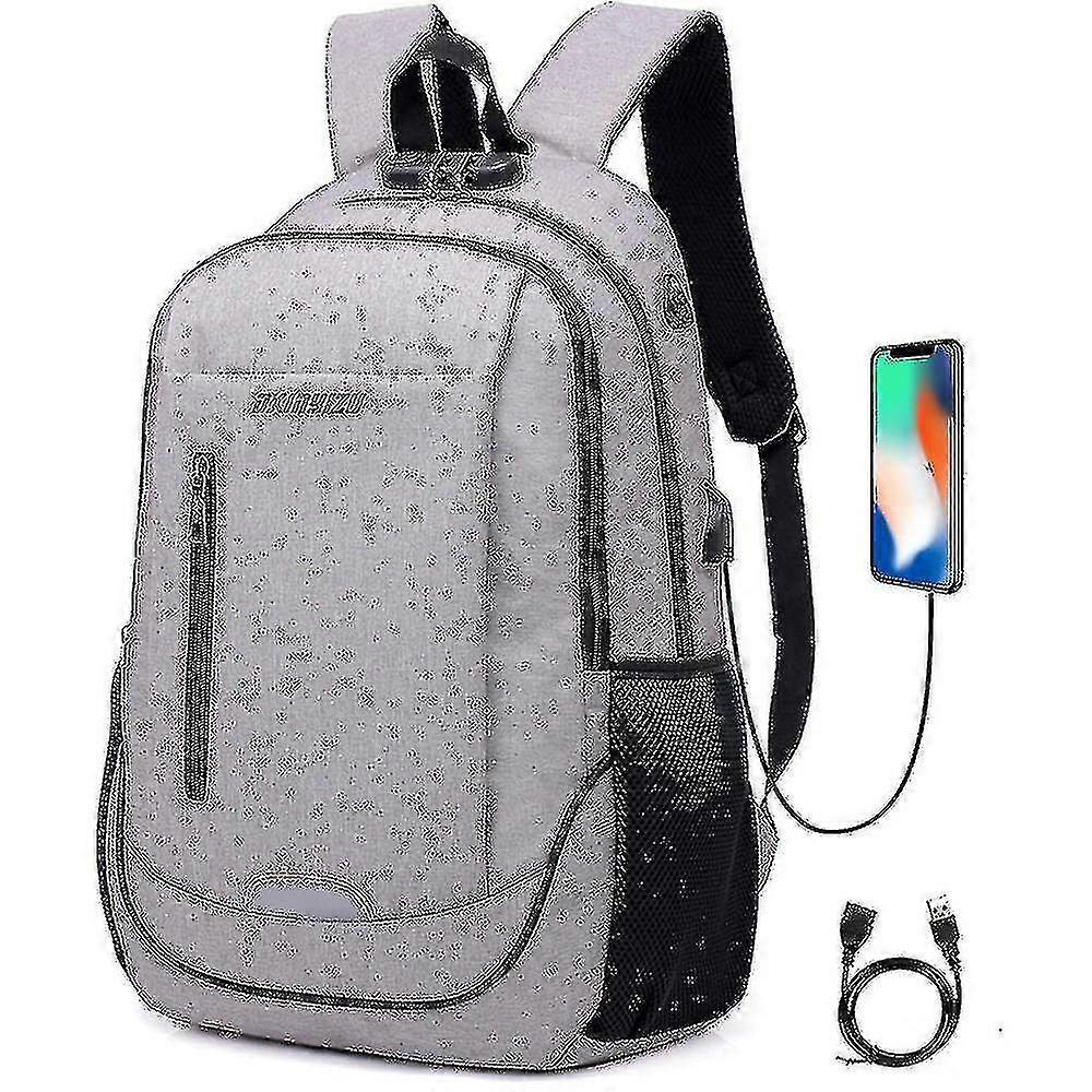 Studentryggsekk USB-lading skoleveske ungdoms dataveske