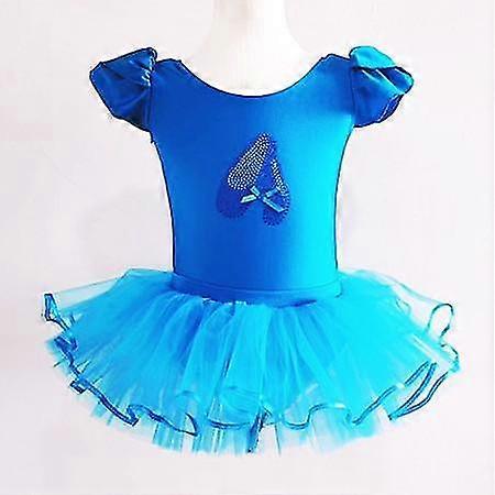 Zarif Dans Bale Tek Parça Streç Giysi Kızlar Için, Küçük Çocuklar Katı Klasik Fırfır Kollu Tutu Etekli Elbise Çocuk Performans Sahne C