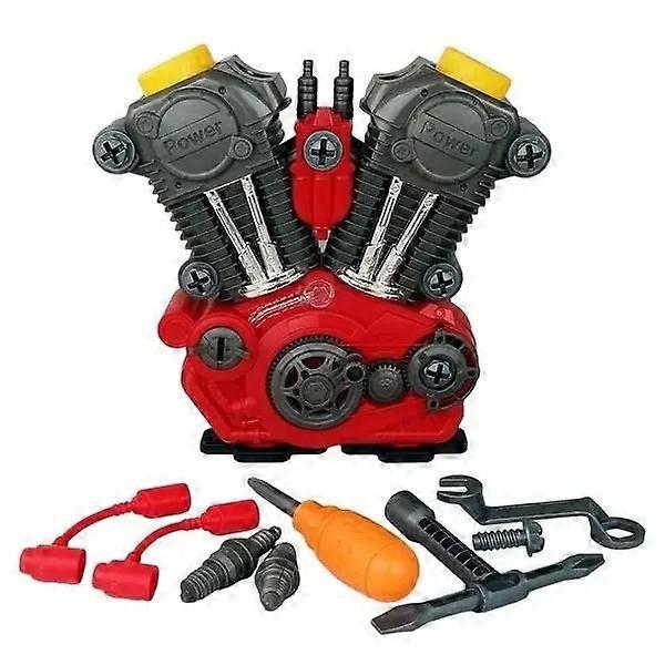 Children Toys Simulation Motorcycle Engine Overhaul Play Set with Light Sound DIY Assembly Mechanic Kit