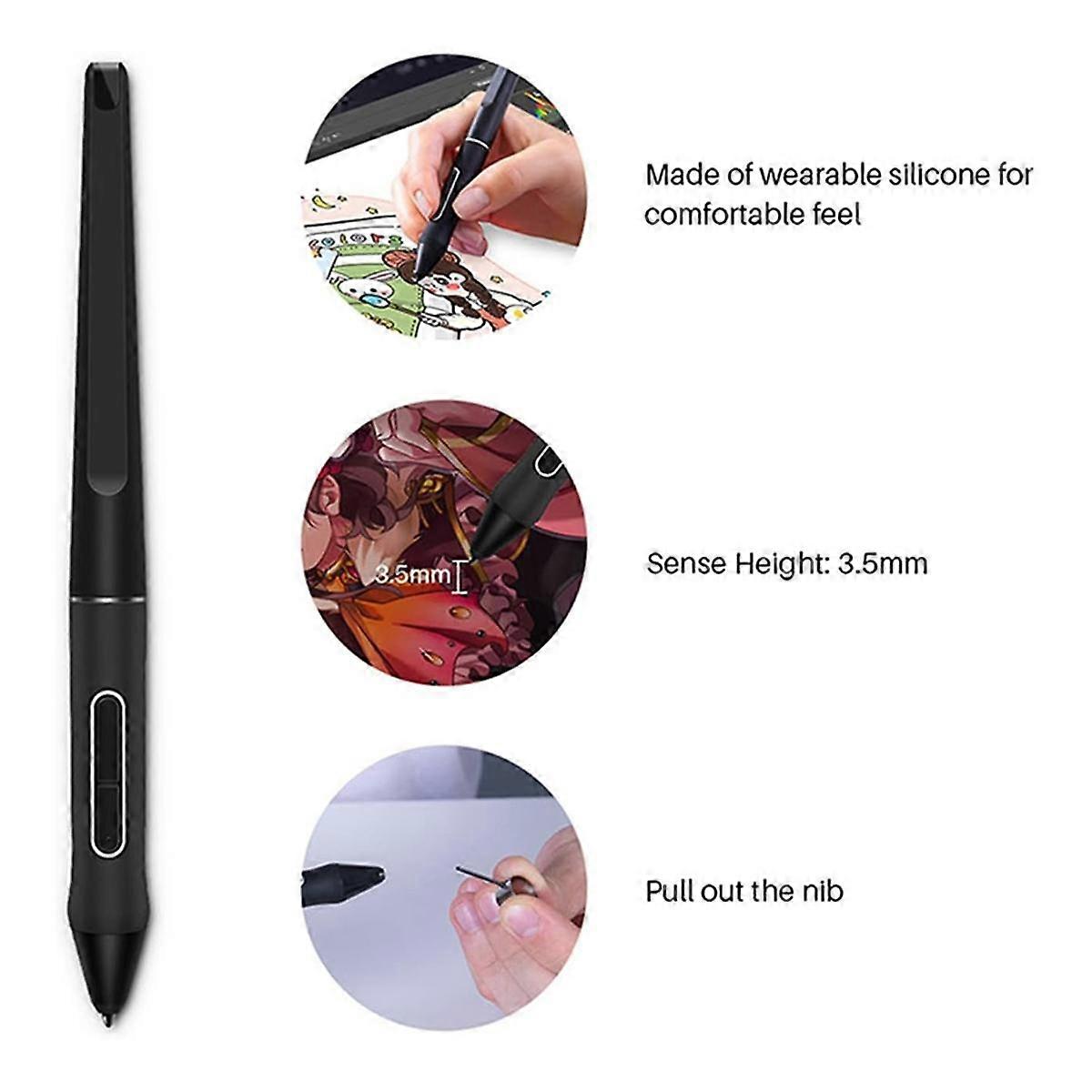 PW517 Digital Stylus Pen + 10-Pack Replacement Pen Nibs for Kamvas 13, Kamvas Pro 24, Kamvas 22 Plus Battery-Free