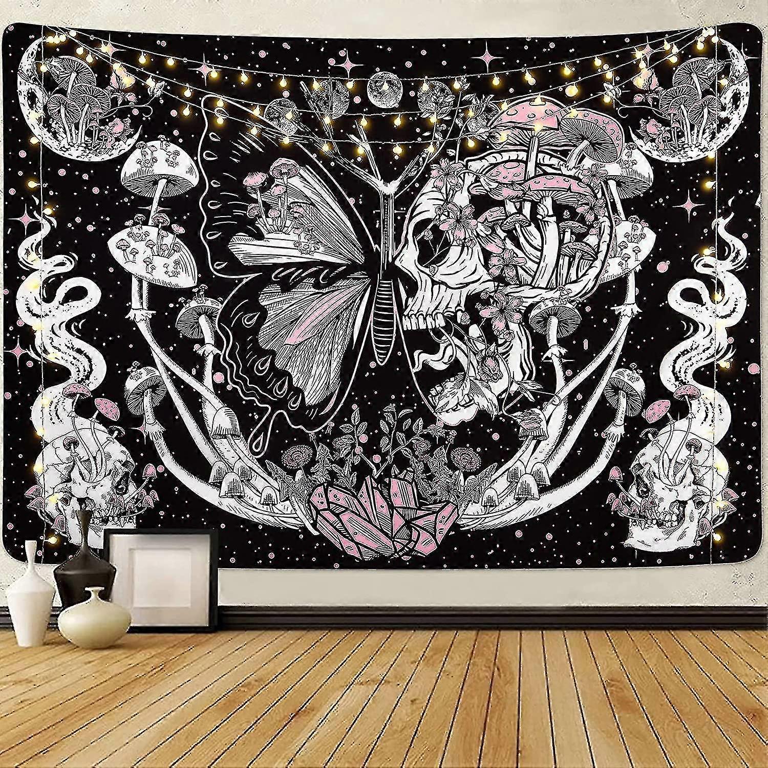 2024 Skull Hippie Mushroom Tapestry 51.2 X 59.1 Inches