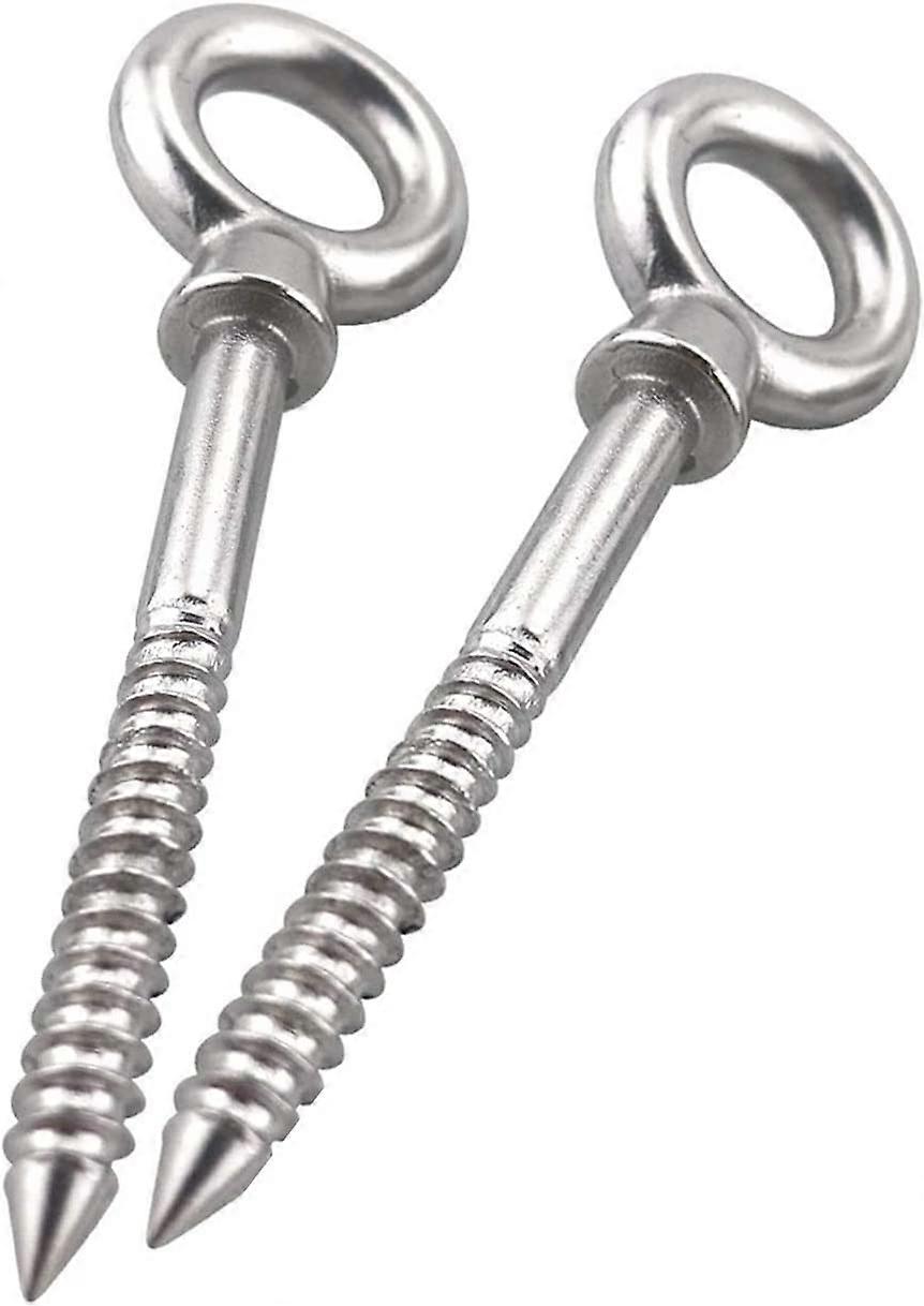 ハンモックハンギングキット、304ステンレス鋼のアイスクリュー耐久性のあるアイフックは、ハンモックスタンド、ヨガ、スイングチェア(2個、シルブ)に最適なヘビーデューティーでねじ込みます