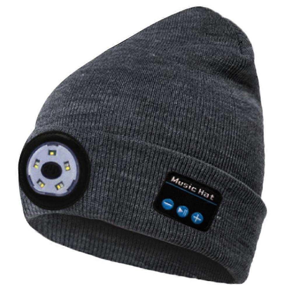 Bluetooth-compatible Beanie Hat with Light LED Multifunctional Warming Hat Bluetooth-compatible Wireless Headphones Hat