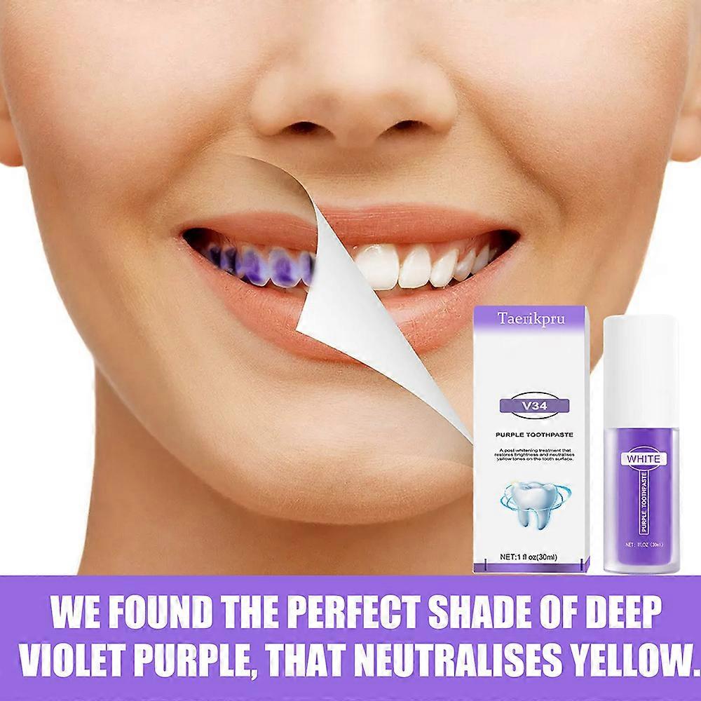 30ML Tooth Whitening Purple Toothpaste Portable Reduces Plaque Toothpaste for Women Men