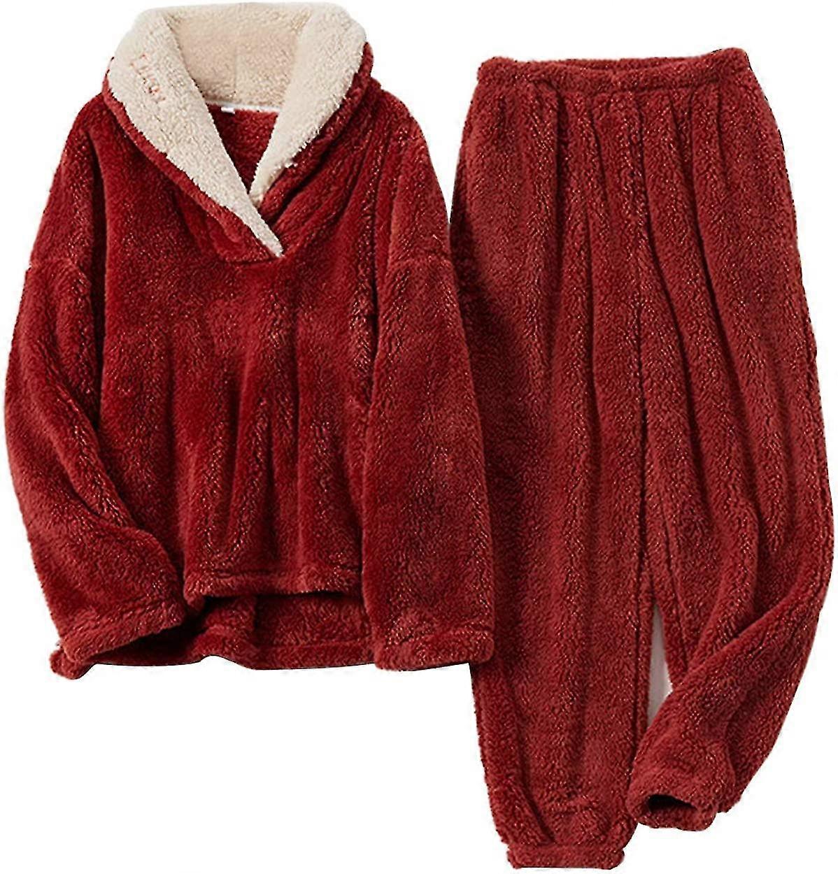 Fleece Pajamas For Women Soft Comfy Fluffy Pajamas Set Pulr Pants P Warm Clothes For Sleepwear