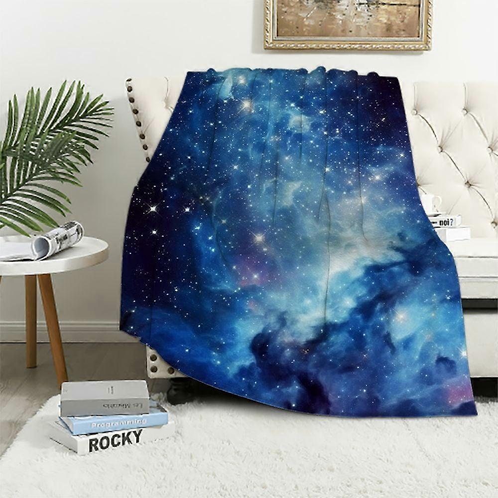 Blue Galaxy Blanket Comfort Warmth Soft Cozy Air Conditioning Machine Wash Black and White Rose Skull Sherpa Blanket-MPOI24
