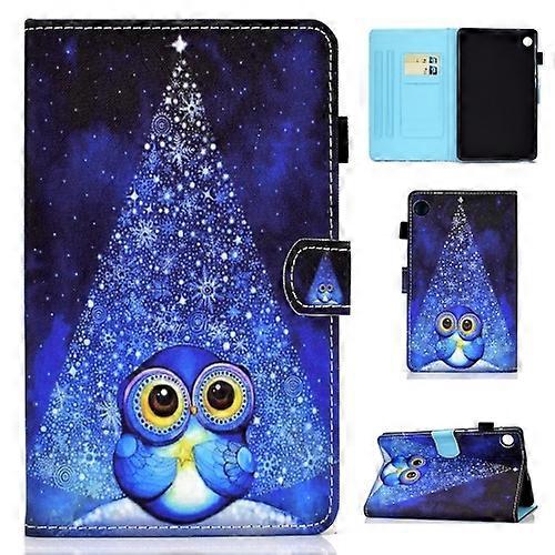 For Samsung Galaxy Tab A9 Colored Drawing Stitching Horizontal Flip Leather Tablet Case with Card Slots
