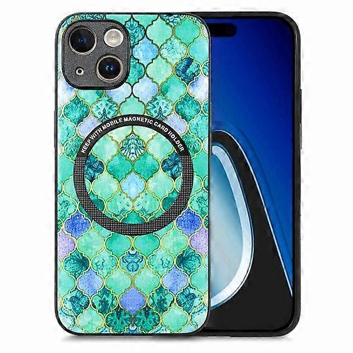 For iPhone 15 Colored Drawing Leather Back Mobile Phone Case