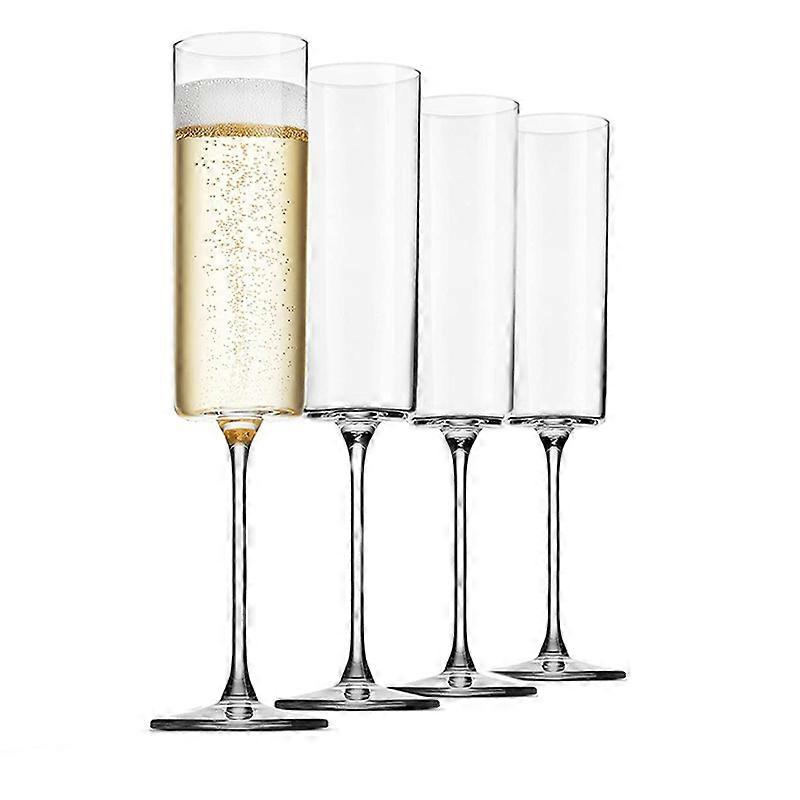 Glas Champagnerflöten 4 Pack 6-Unzen Champagnergläser 4 Stück Set, Premium Square Edge Blown Glas Prosecco Weinglas