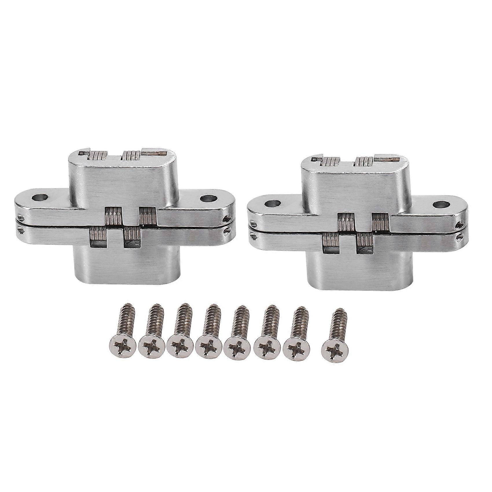 2 Pcs Concealed Door Hinge Zinc Alloy Concealed Hinges 180 Degree Invisible Swing Hinge for Wooden