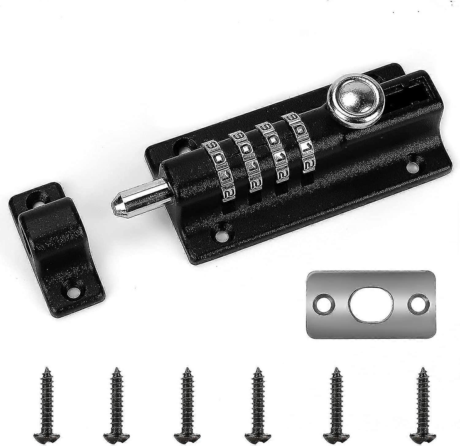 Auspicious-coded Door Lock, 4 Wheels Recodable Door Lock Water Resistant Keyless Combination Lock With High Security One-way Screws For Sheds/barns