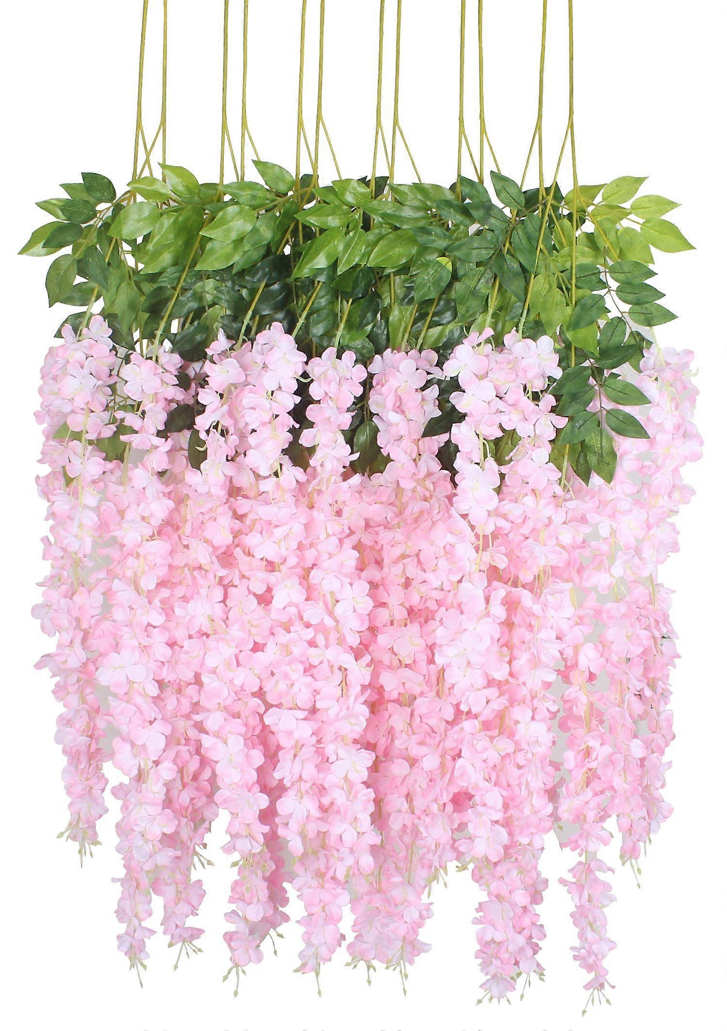 12 Pcs Artificial Silk Wisteria Vine Ratta Hanging Flower Garland String Home Party Wedding Decorations