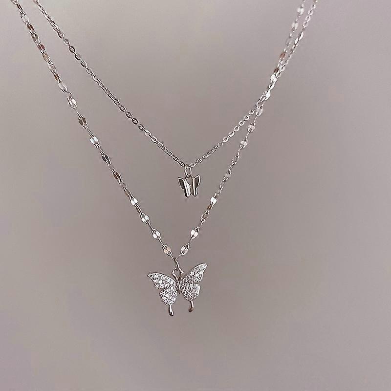 Double Layer Butterfly Pendent Necklace