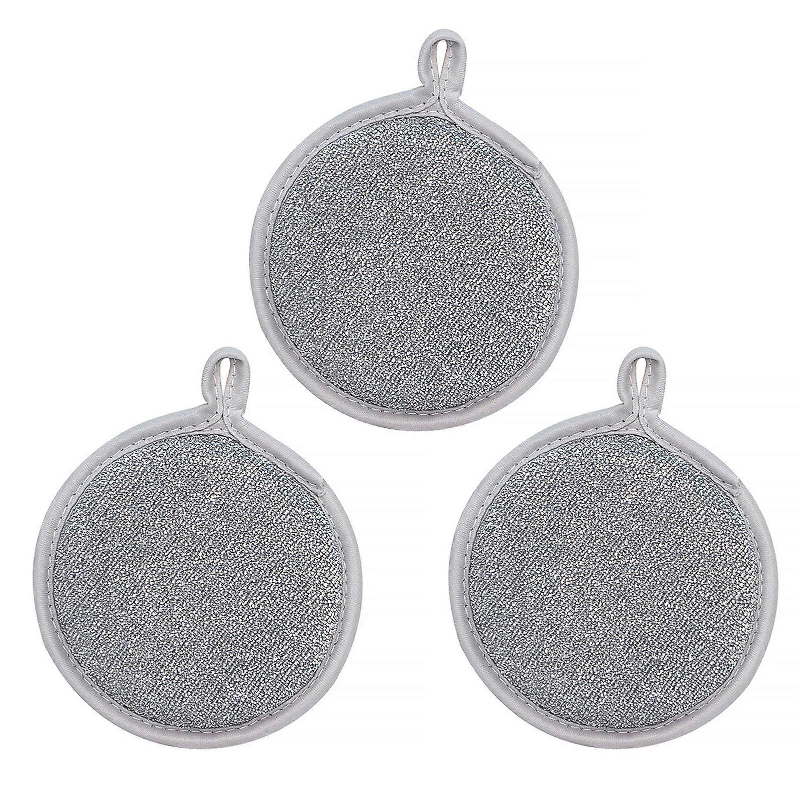 3/6/9Pcs Sponge Wipe Double Sided Wire Dishcloth with Hanging Hole Wire Surfaces Camping Dish Rag Kitchen Wipe Tool