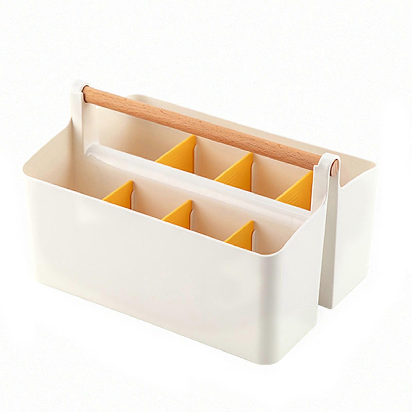 Storage Box Large Capacity Pen Holder Compartments Design Desktop Stationery Organizer with Handle for Home