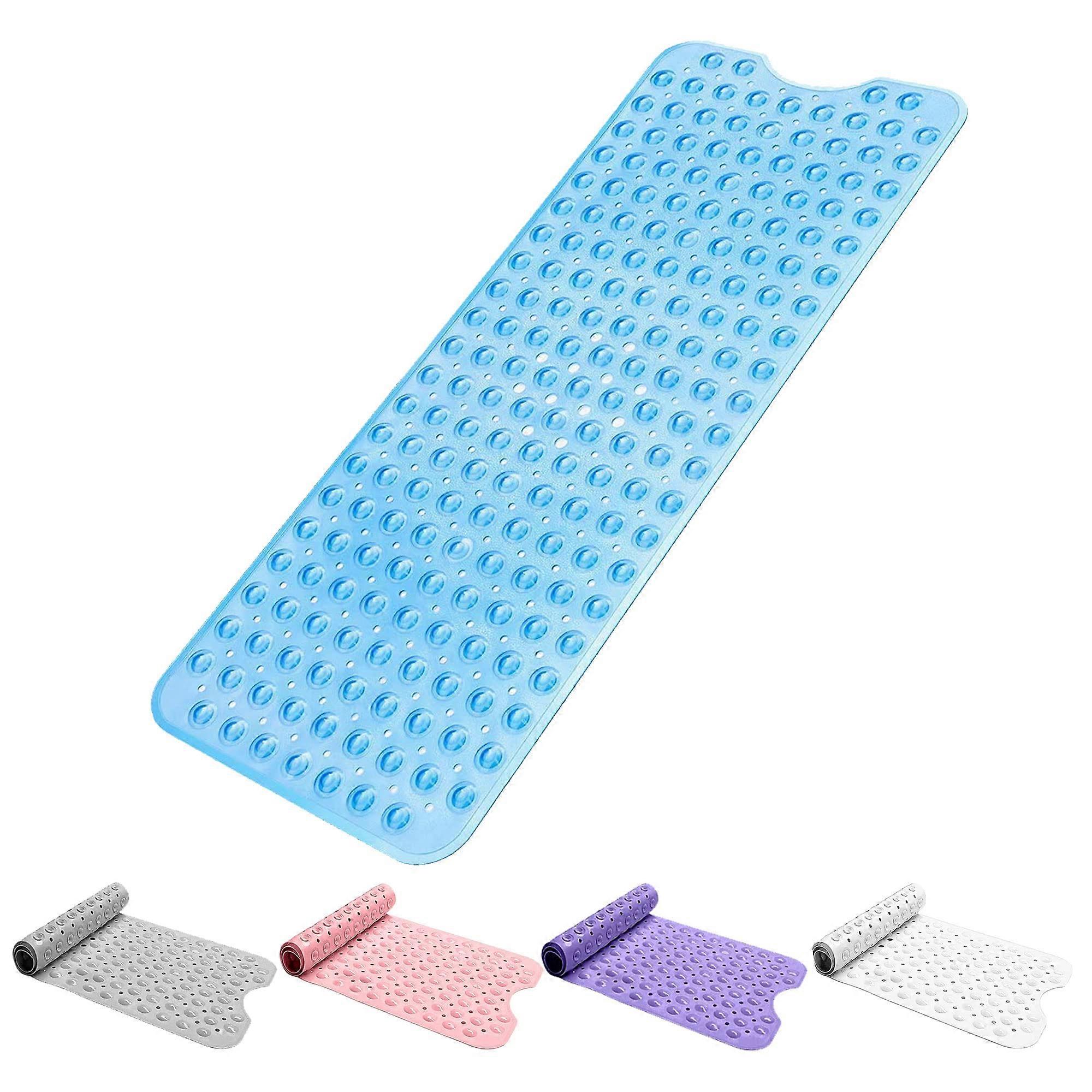 Bath Mat Non Slip Anti Mould 100x40cm,(Transparent Blue)