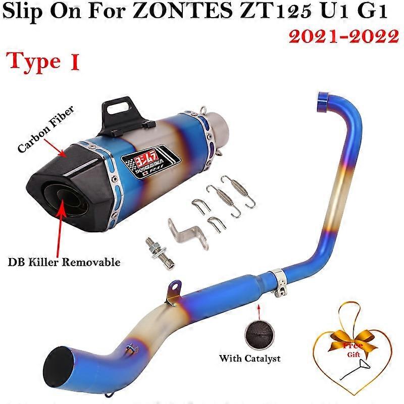 Full System For zontes ZT125 U1 G1 2021 2022 Motorcycle Exhaust Escape Modified Front Link Pipe With Catalyst Muffler DB Killer
