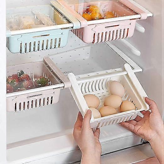 (4 Pack)Fridge Storage Box Retractable Refrigerator with Drawer Organizer Fridge Storage Box Keep Fridge Safe