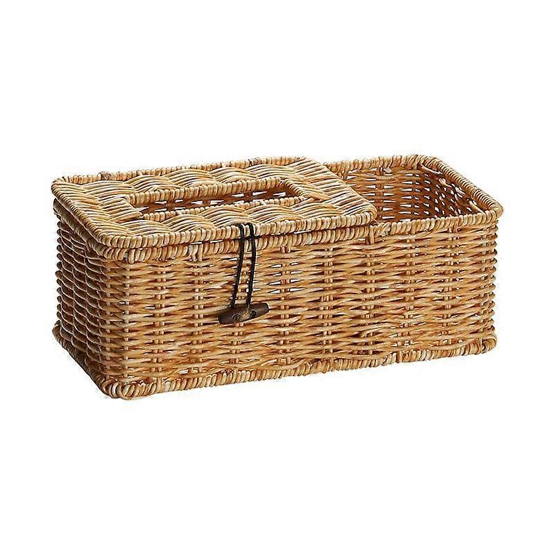 Creative Pumping Box Handmade Imitation Rattan Multi-function Remote Control Tissue Storage Box