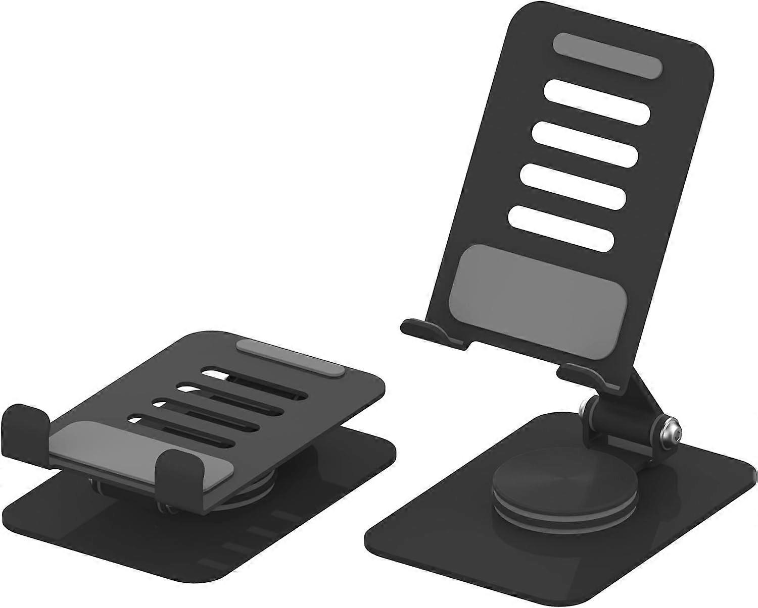 Cell Phone Stand Height and Angle Adjustable 360 Spinning Foldable  Stand for Desk Office with All Mobile Phone iPad Tablet 4-10''Accessories (Black)