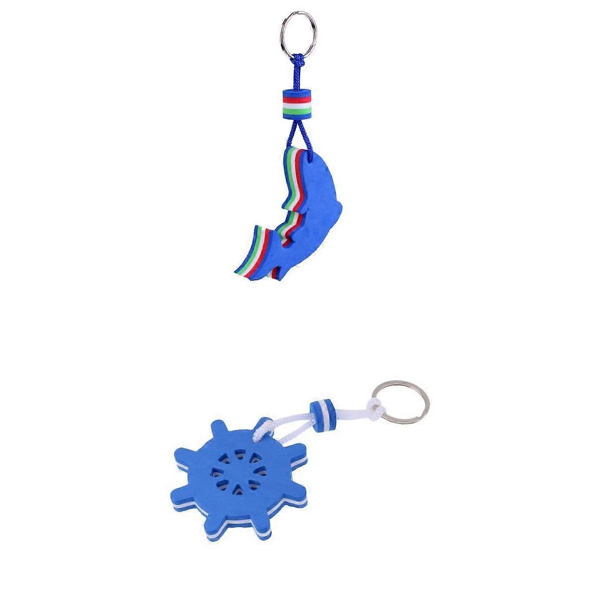 Blue Yachting Floating Boat Key Chain Key Ring Keyring Rudder Dolphin shape