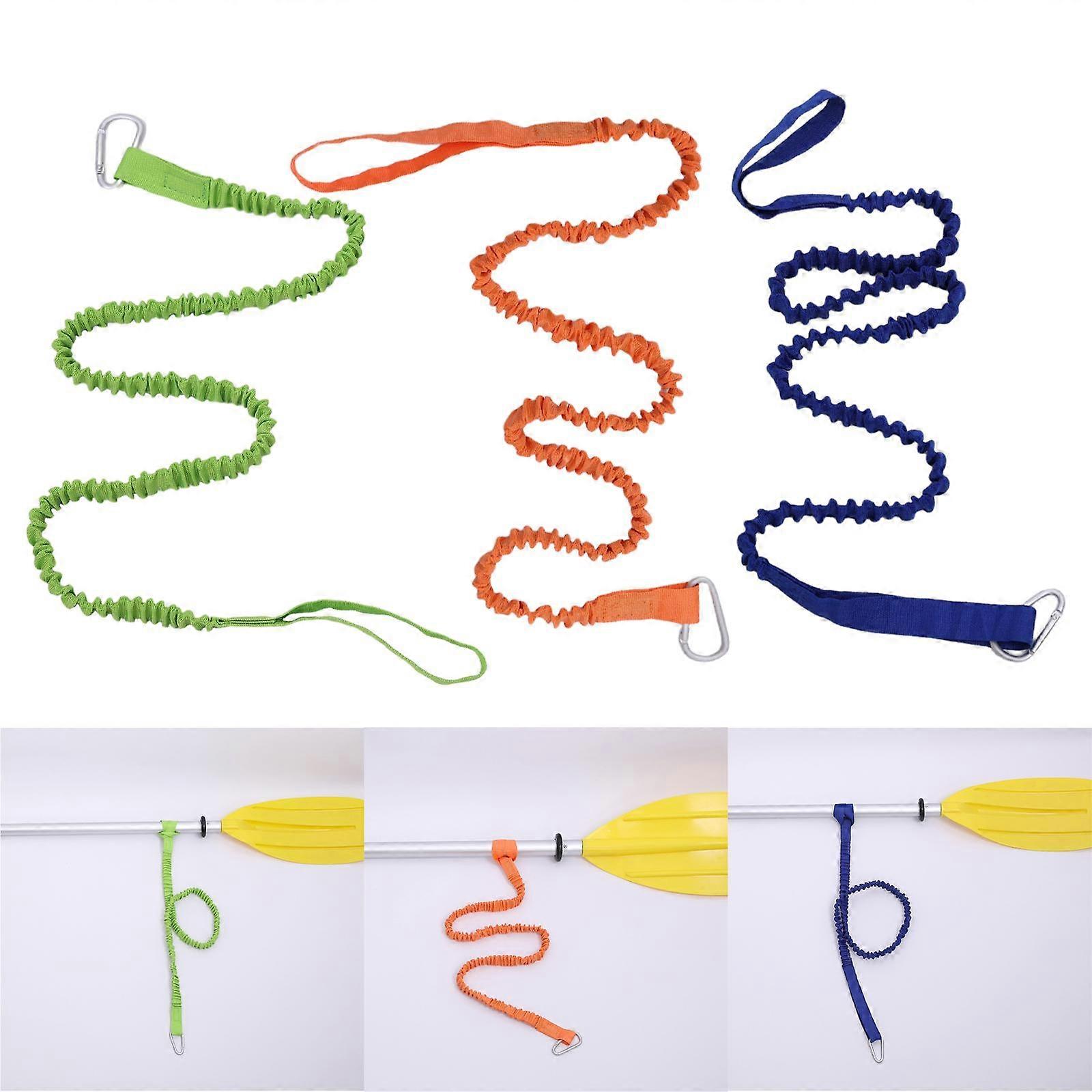2x Stretchable Adjustable Durable Elastic Kayak Paddle Leash 35"-59" Colid Fishing Pole Holder Tie Rope Canoe Lanyard