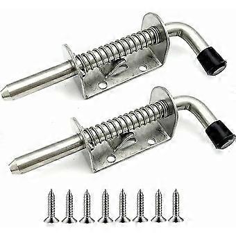 2-pack roestvrijstalen veerbelaste grendel voor garagedeur, schuur en tuin
