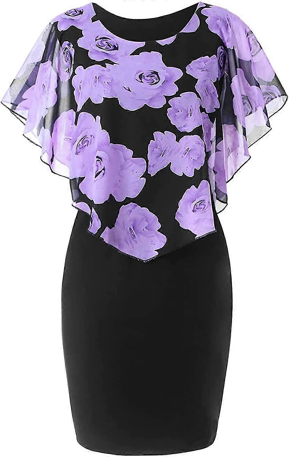 Sommerkjoler for kvinner Elegant rund hals trykt solid