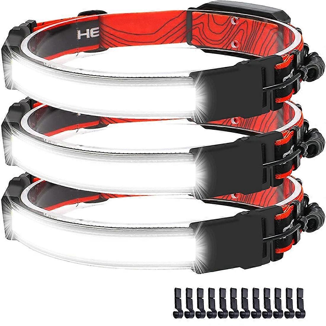 3 Pack Headlights,240 Wide Beam Headlights,Waterproof Headlights with Red Tail Lights,for Camping