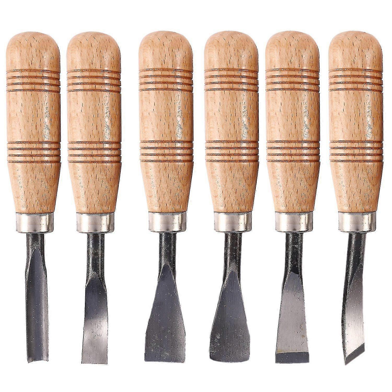 6pcs Woodcut Knife Wood Carving Chisel Set Chip Carving Chisels Kit Rust-proof Wood Carpenter Hand