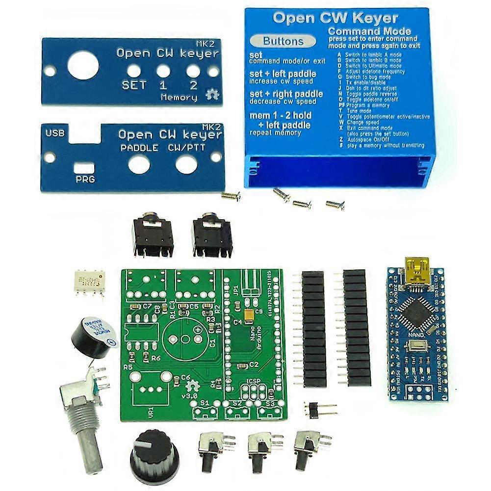 Nyissa ki a Cw Keyer Mk2 készletet fém tokkal Cw Keyer Mk2 készlet Cw sebesség 1 és 999 sz/min között állítható (diy ki