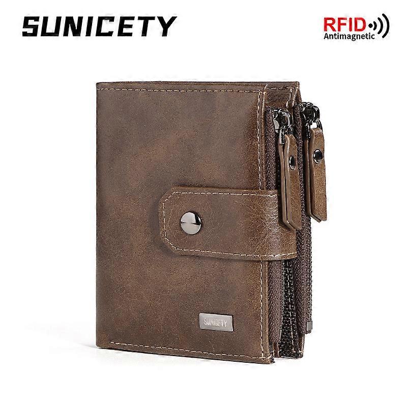 Posket Size Wallet with Zipper, PU Leather Material, 12 Card Compartments, 2 Coin Compartments, 2 Cash Compartments, Qality Purse for Man & Woman