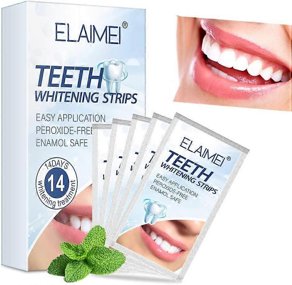 Teeth Whitening Strips, 28Pcs Tooth Whitening Patch Fluoride Free Not Sensitive, Safe Effective, Make Teeth More Dazzling, - Mint Flavor