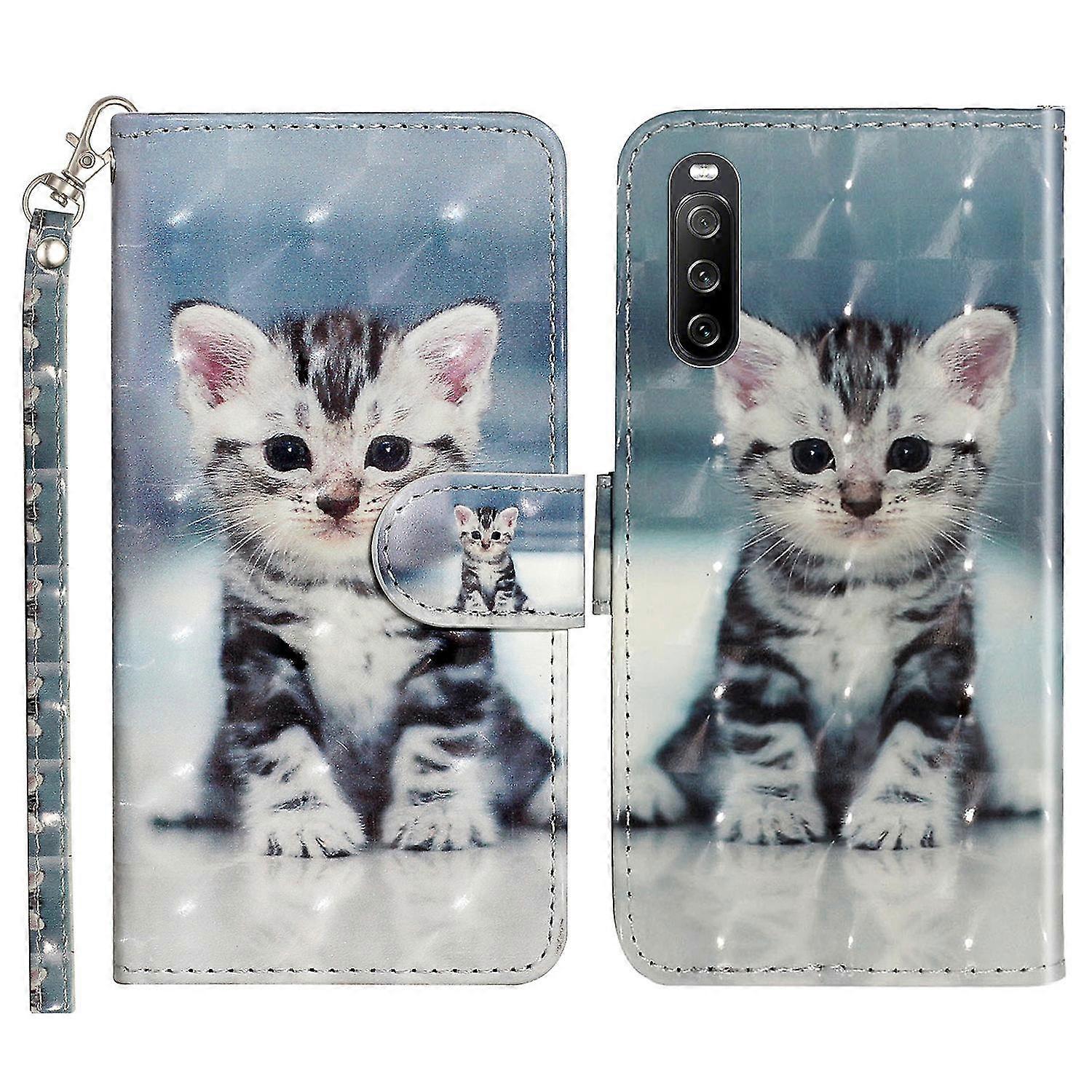 Compatible With Sony Xperia 10 V Phone Case 3d Pattern Printing Flip Stand Pu Leather Wallet Drop-proof Cover With Strap