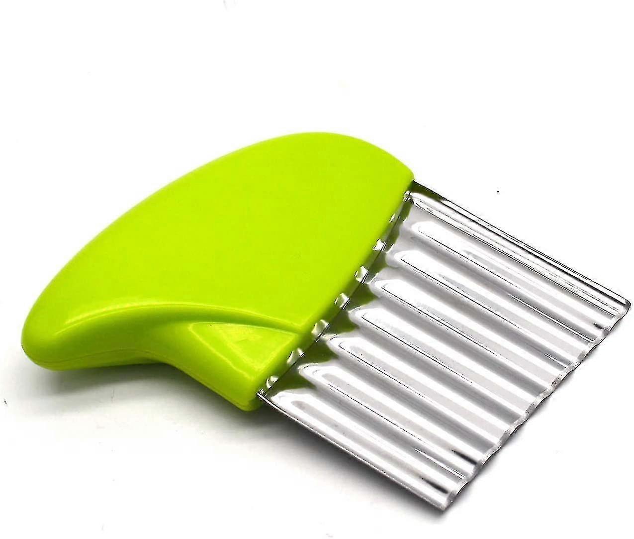 الفولاذ المقاوم للصدأ البطاطس الجزر رقاقة الخضار تجعد متموج المفرمة القاطع الفرنسية المقلية تقطيع 1 حزمة / مجموعة، أخضر