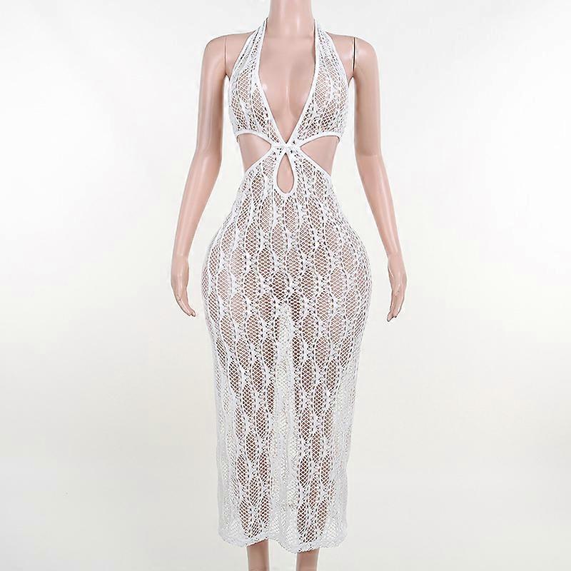 Sy22066 sexy perspective mesh beach skirt European and American women's clothing 2022 summer new hollow out vacation suspender skirt