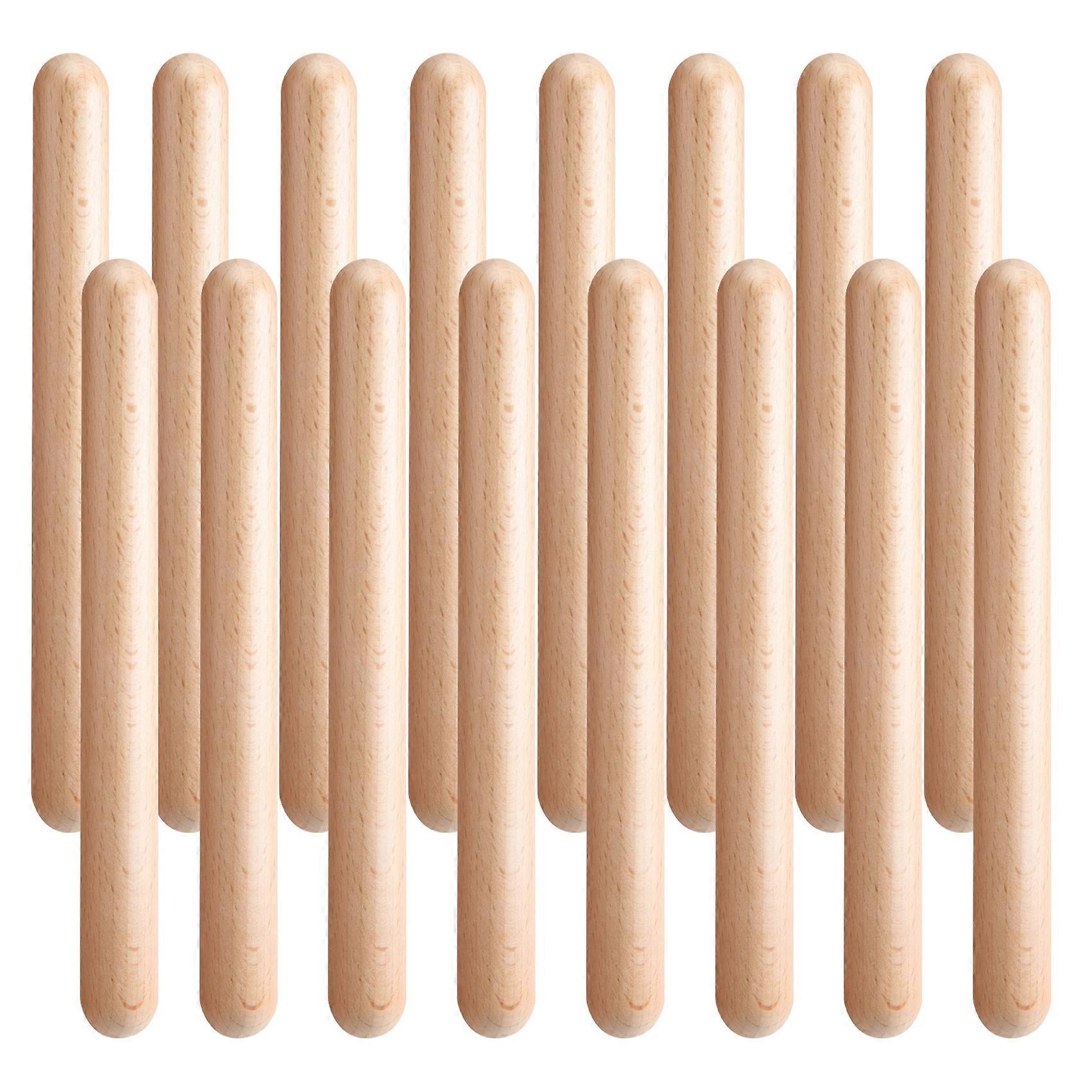 8 Pairs Classical Wood Claves Musical Percussion Instrument Natural Hardwood Rhythm Sticks Percussi
