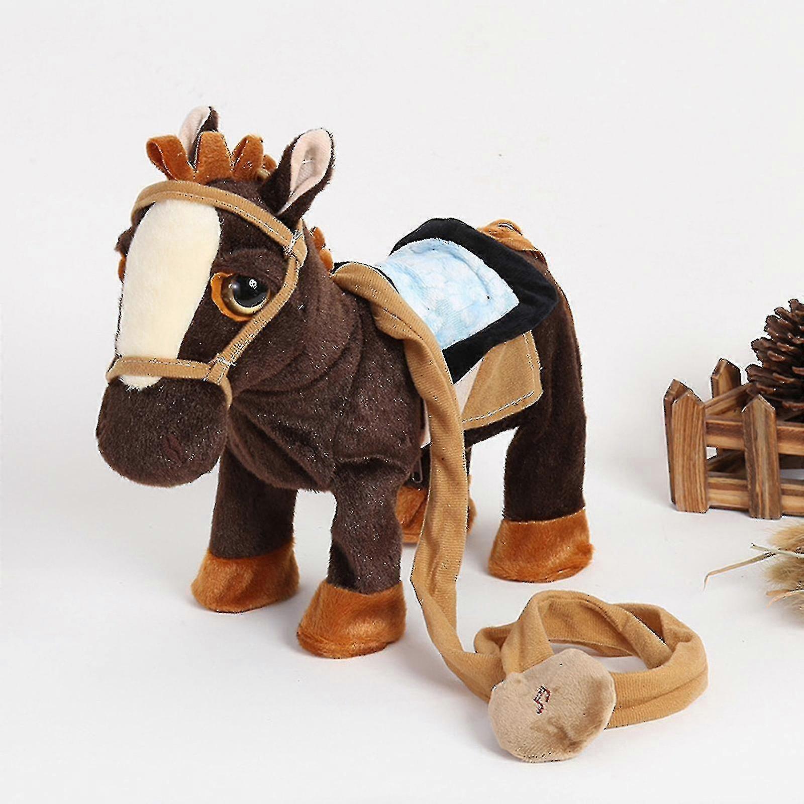 Walking Ponys Plush Interactive Ponys Toy Singing Dancing Musical Realistic Ponys Pet, Stuffed Animal Shaking Leash Horse Toy Head Buttocks Toy kb