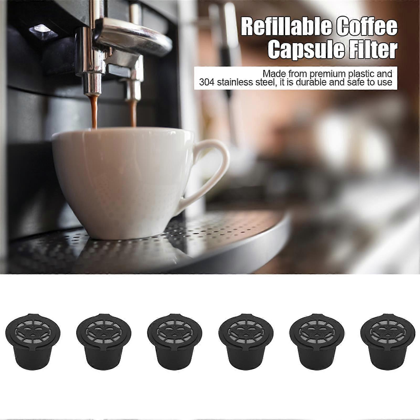 Refillable Coffee Capsule Filters Baskets Stainless Steel Plastic 6Pcs