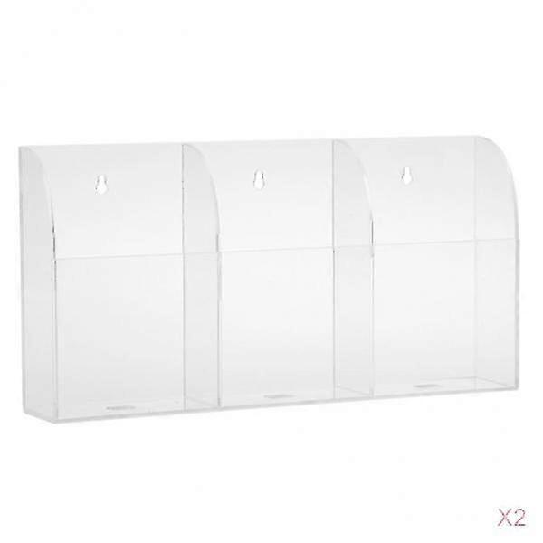 2pcs Tv Remote Control Holder Case Acrylic Wall Mount Storage Box 3 Gird