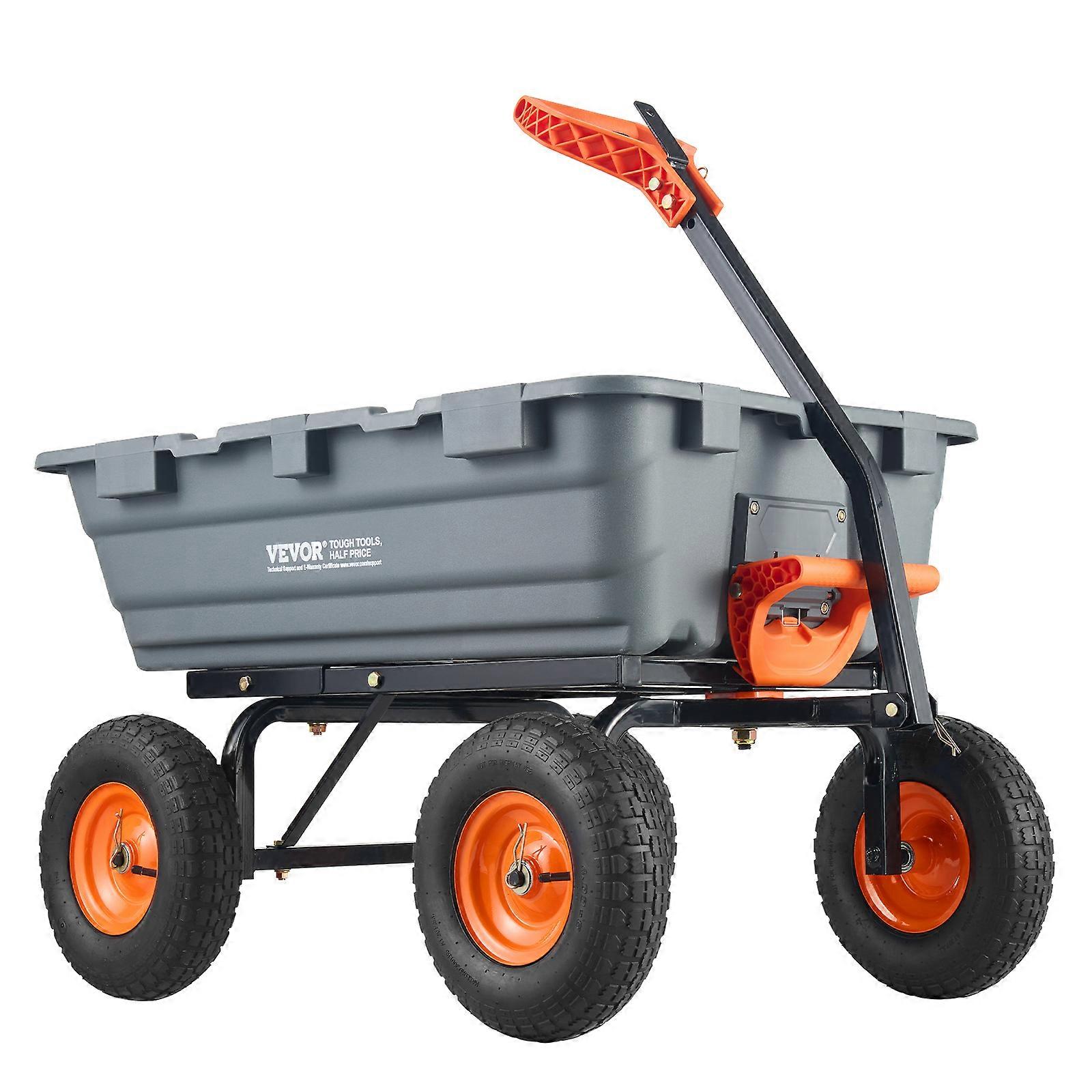Dumpvogn, Poly Garden Dump Cart med let at samle stålramme, Dump Wagon med 2-i-1 konvertibelt håndtag