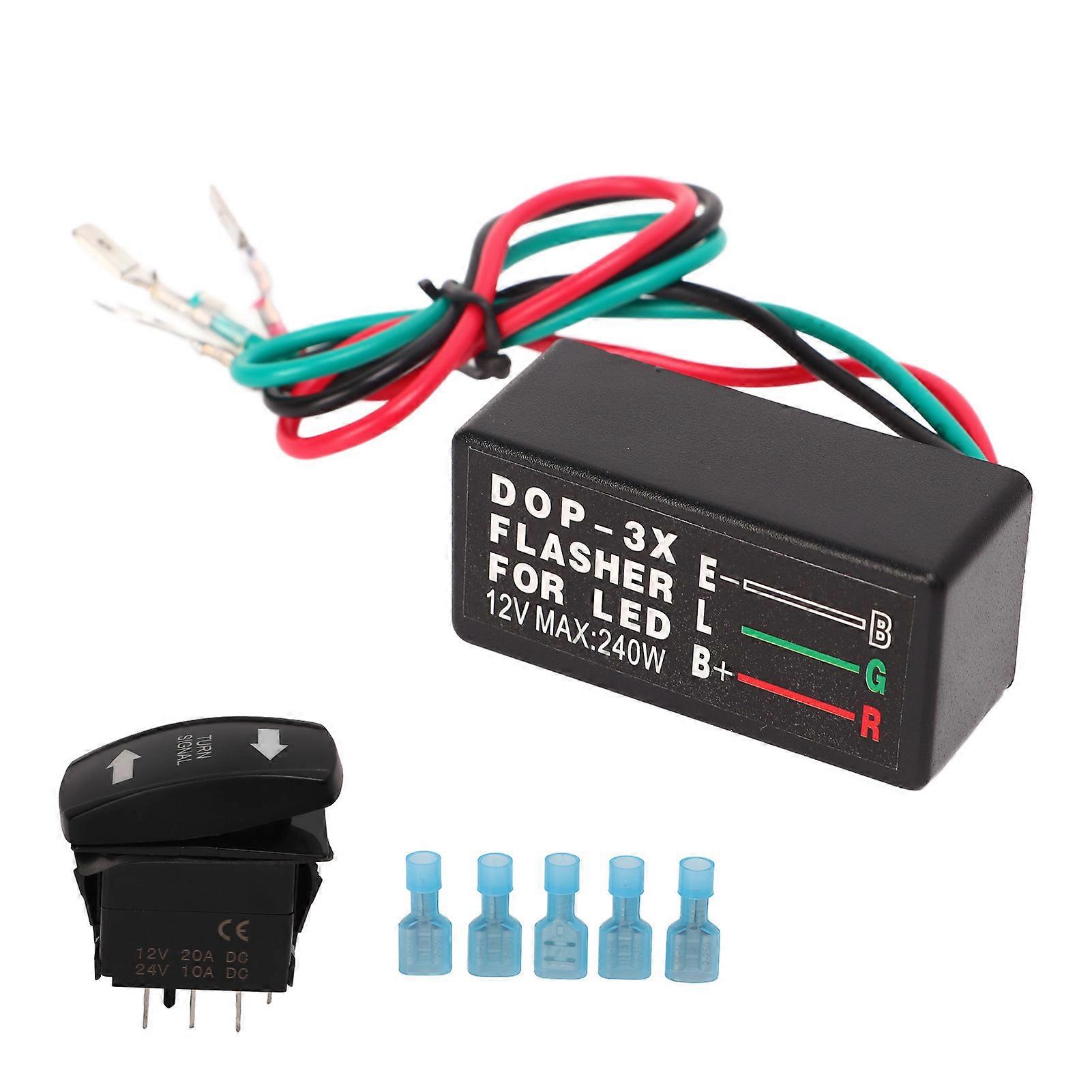 Turn Signal Rocker Switch LED Rocker Switch Blinker Replacement for Atv Utv RV Motorcycle Boat 12V