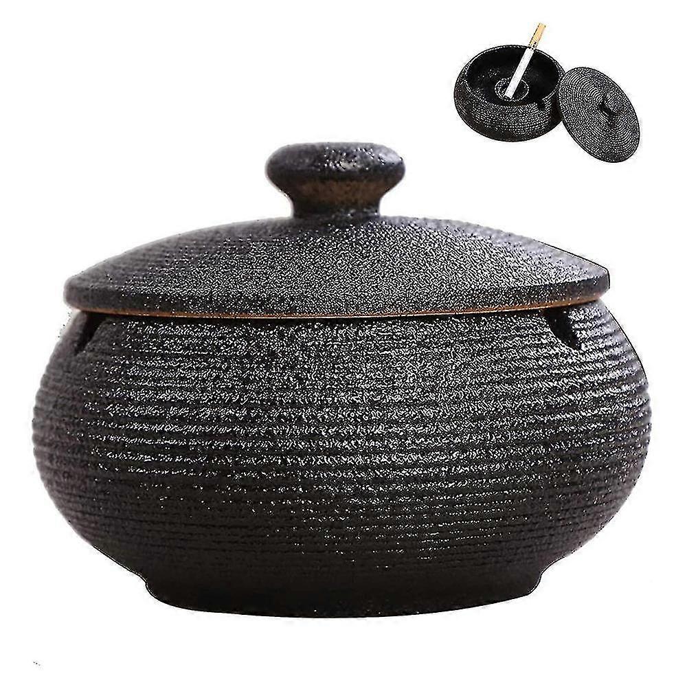 Ceramic Ashtray With Lids, Windproof, Cigarette Ashtray