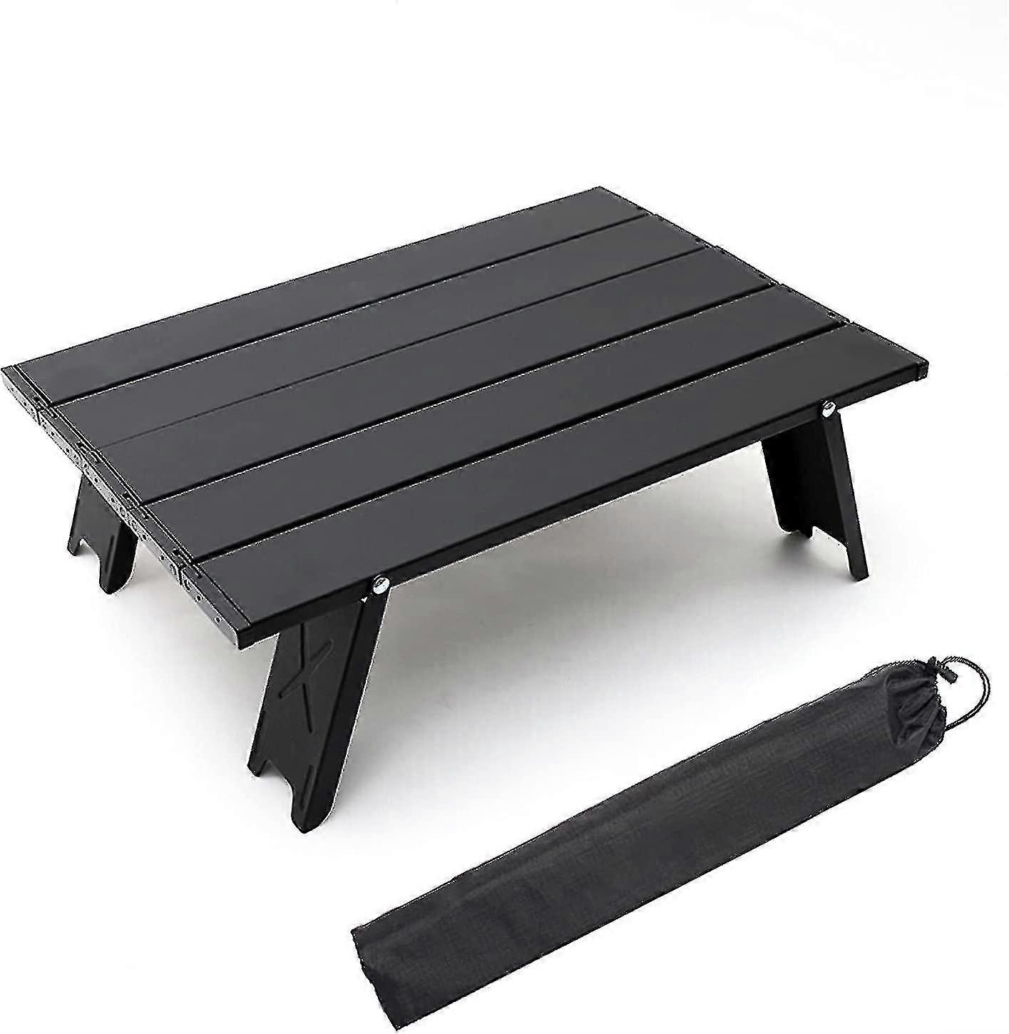 Personal Beach Table, Mini Foldable Small Folding Portable Aluminum Camping Table (black-1pcs)