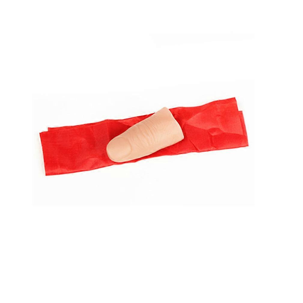 Disappearing Silk Fake Thumb Tip Magic Trick Reality Magician Finger Thumb Tip with Red Silk Magic Props