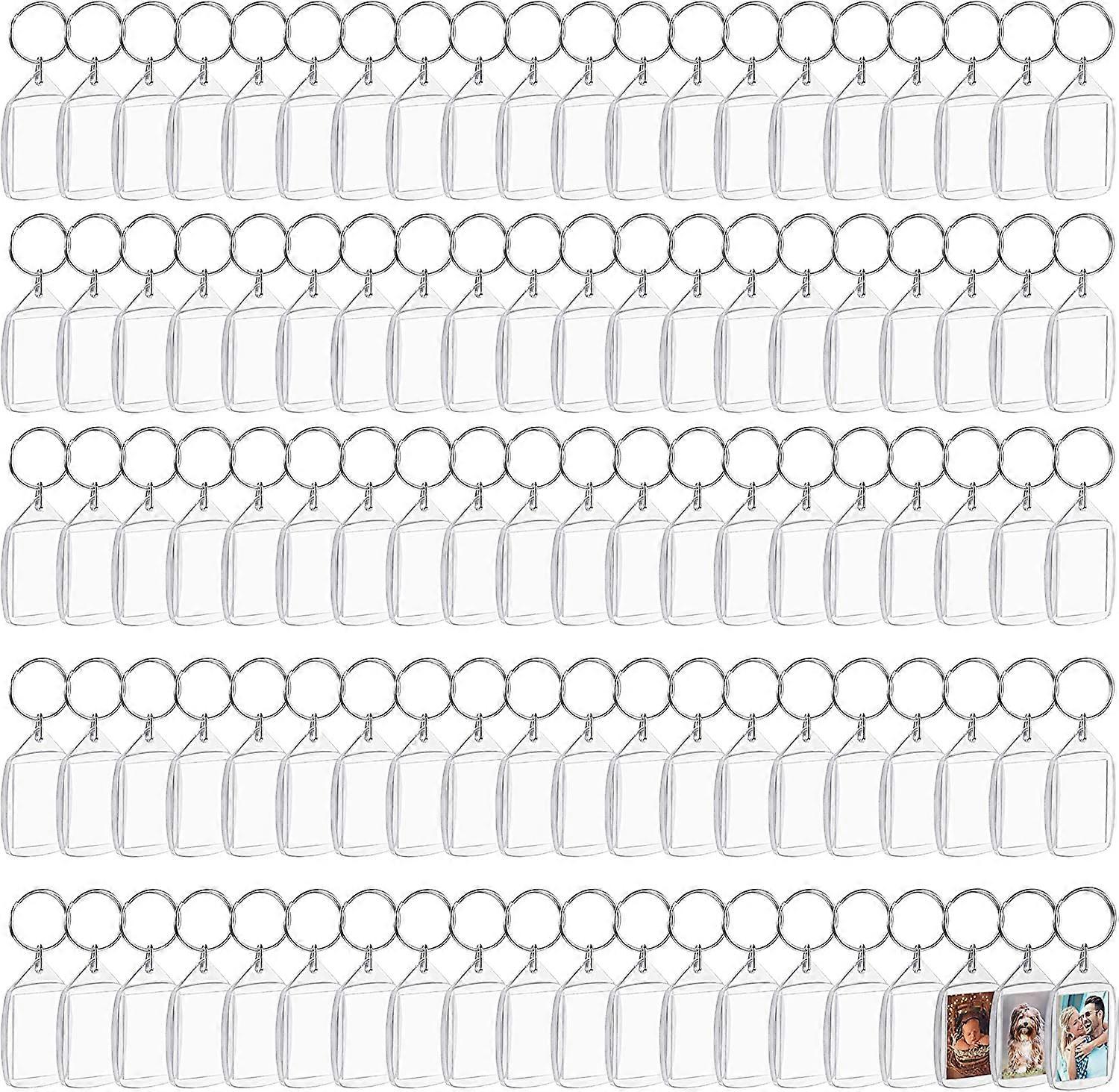 Blank Photo Insert Keychains (50Pack) -Translucent Clear Acrylic Key Rings for Double sided Photos -Small Picture Frames for Family, Friends,Gifts